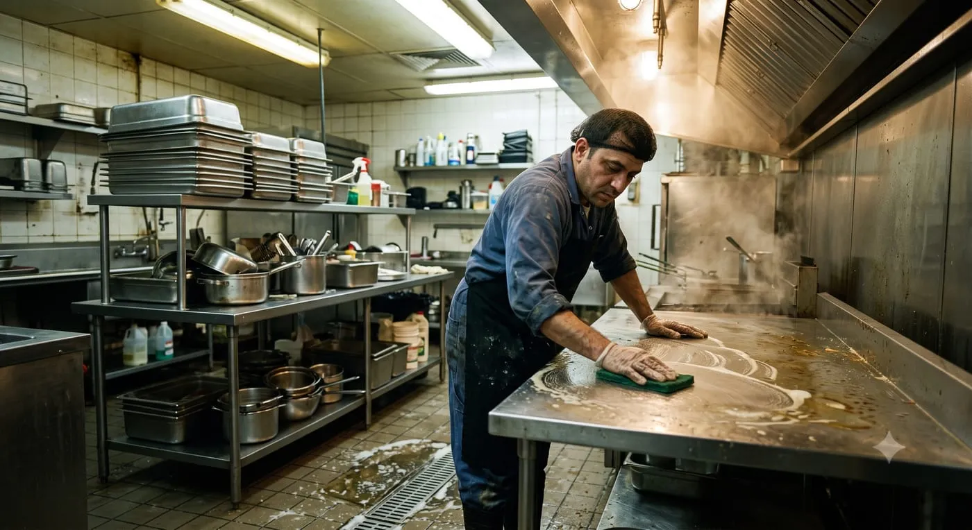 Restaurant back-of-house kitchen degreasing