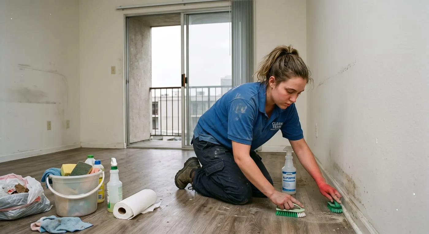 Move-out cleaning in an empty apartment