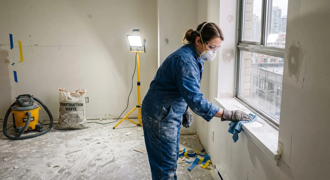 Post-construction cleaning in a renovated unit