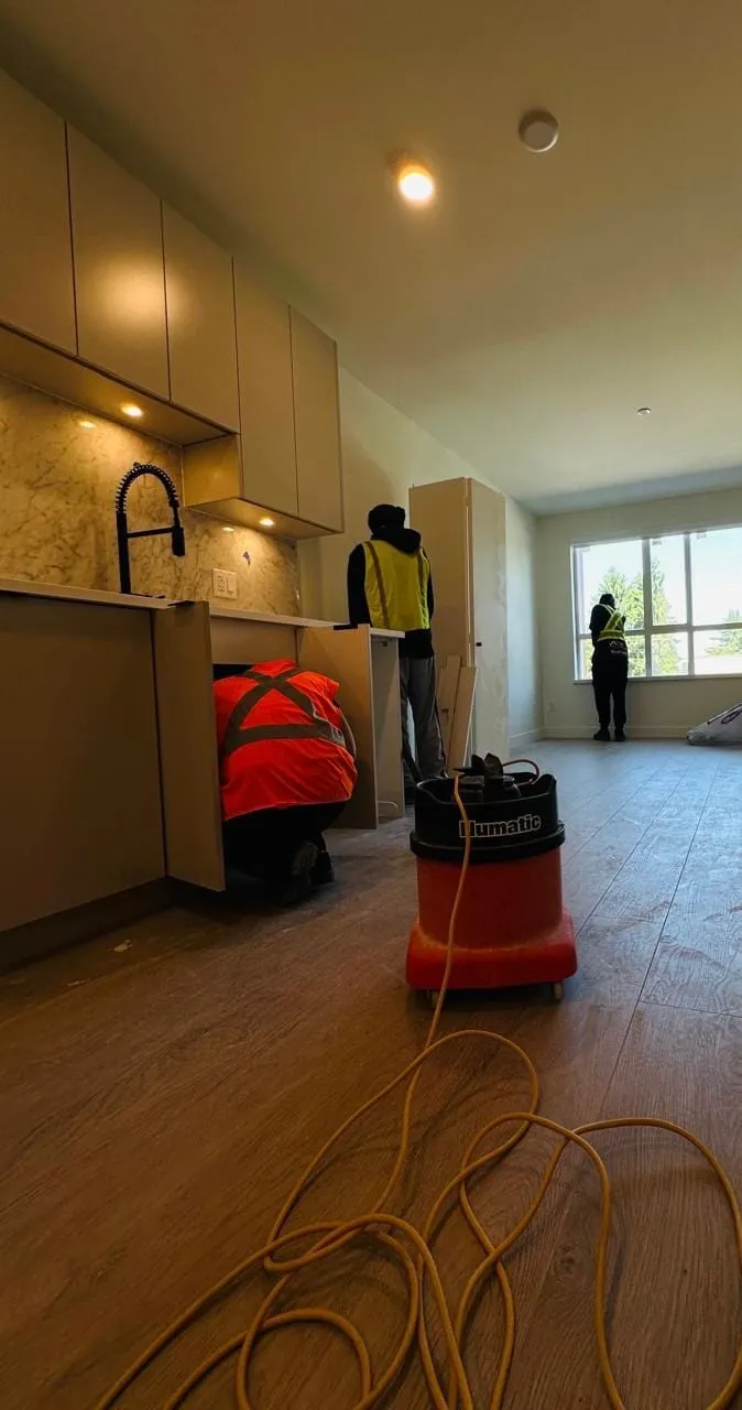Move-in move-out cleaning detail on baseboards